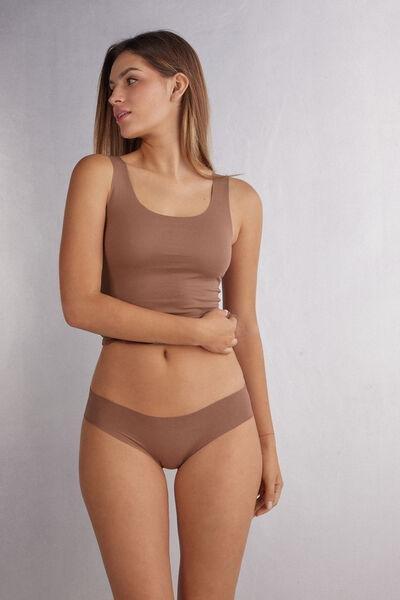 CARAMEL DARK BEIGE Seamless Cotton Briefs, , large image number 1