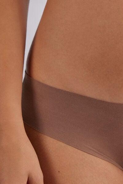 Beige Seamless Stretch Briefs, Brown Mocha, large image number 5