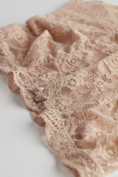 Beige High-Rise Lace French Knickers, , large image number 7
