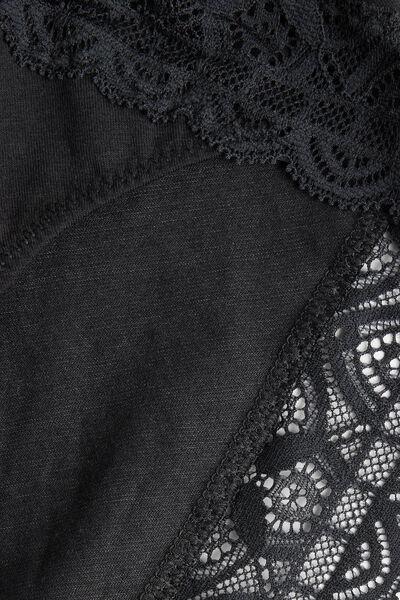 Black Semi-High Cotton And Lace Waistband Knickers, , large image number 4