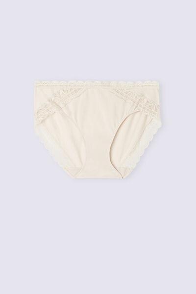Pink Silk Semi-High Cotton And Lace Waistband Knickers, , large image number 2