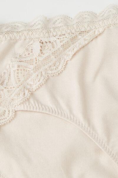 Pink Silk Semi-High Cotton And Lace Waistband Knickers, , large image number 4