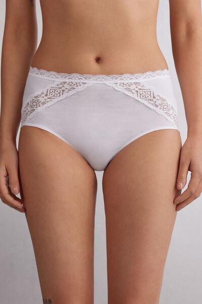 White Semi-High Rise Knickers, , medium