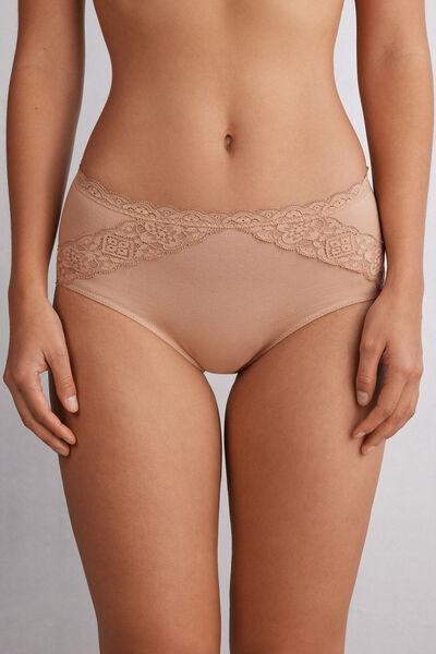Beige Semi-High Rise Knickers, , medium