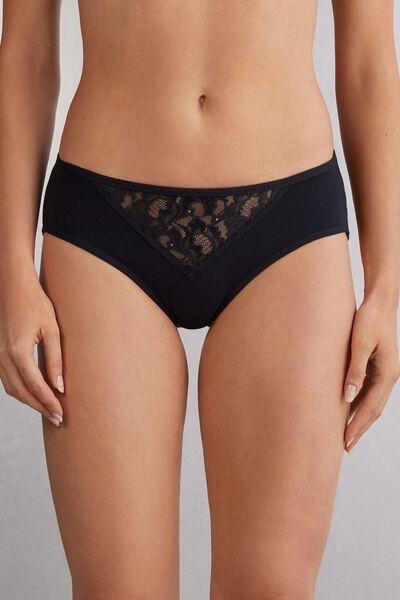Black Delicate Pieces Lace Briefs, , large image number 0