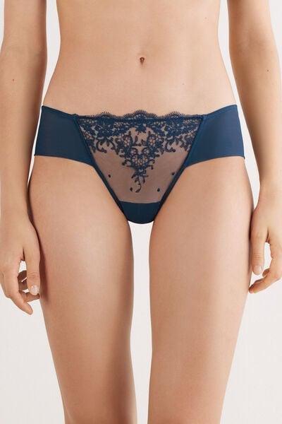 Blue Luxury Dreams Floral Embroidery Knickers, 5601_937J, large image number 3