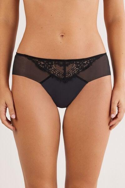 black Sheer Glamour Knickers, Black, large image number 1