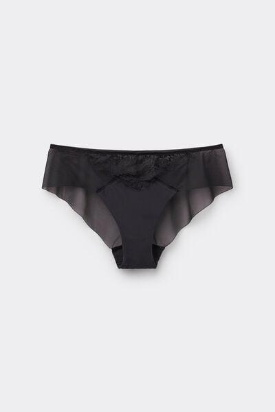 black Sheer Glamour Knickers, Black, large image number 3