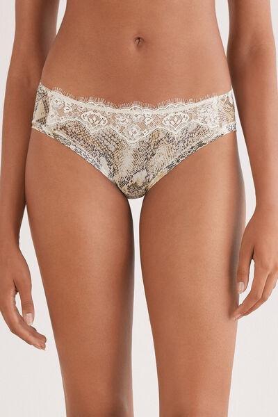 Beige Seductive Glamour Animal Print Briefs, , large image number 0