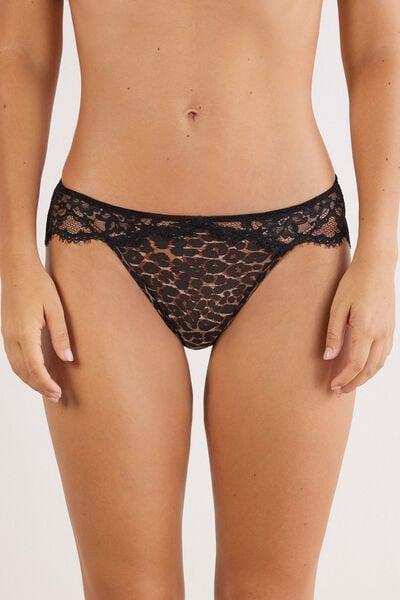 Brown Sensual Attitude Animal Print Lace Knickers, 5601_030K, large image number 1