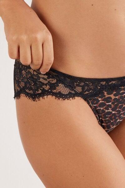 Brown Sensual Attitude Animal Print Lace Knickers, 5601_030K, large image number 5