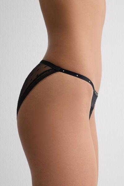 Black Flirt Fearlessly Side Straps Knickers, Black, large image number 5
