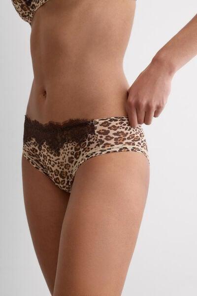 Brown Simply Iconic Animal Print Tulle Knickers, 5601_061K, large image number 2