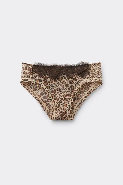 Brown Simply Iconic Animal Print Tulle Knickers, 5601_061K, large image number 3