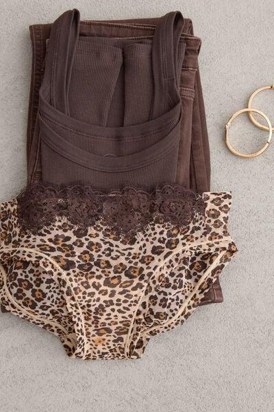 Brown Simply Iconic Animal Print Tulle Knickers, 5601_061K, large image number 5