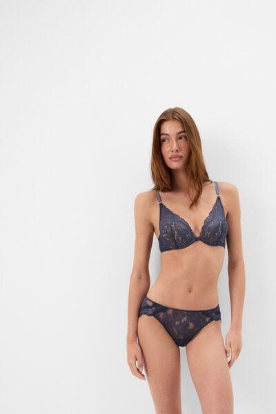 Navy Fanciful Flowers Denim-Inspired Lace Knickers, 5601_186K, medium