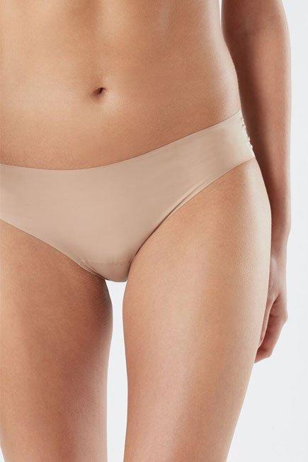 Beige Seamless Raw-Edge Briefs, , large image number 4