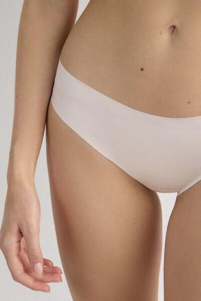 White Seamless Raw-Edge Briefs, Powder White, large image number 5
