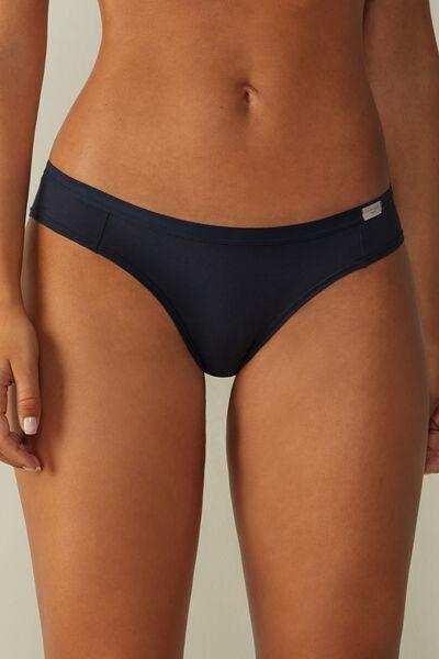 Intense Blue Seamless Natural Cotton Panties, , large image number 1