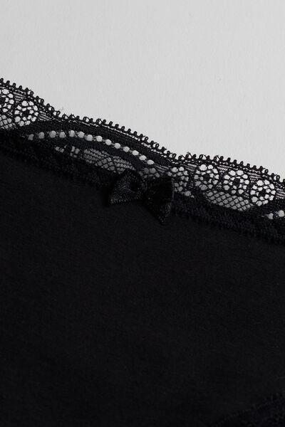 Black Cotton And Lace Briefs, Women, , large image number 7