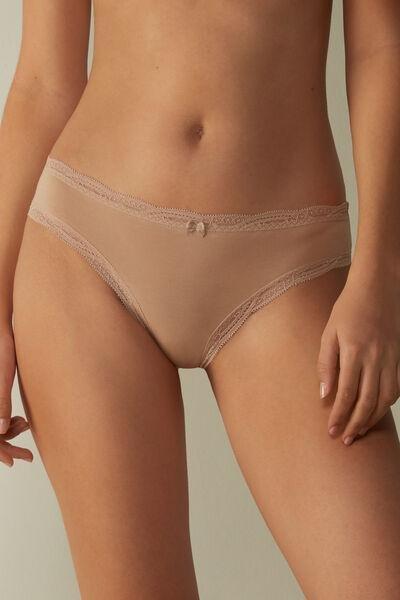 Intimissimi - Beige Cotton And Lace Briefs