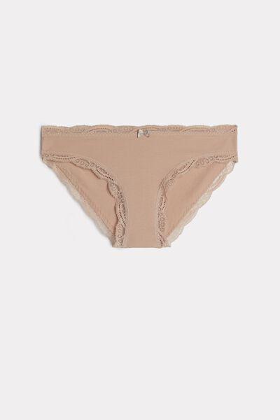 Intimissimi - Beige Cotton And Lace Briefs