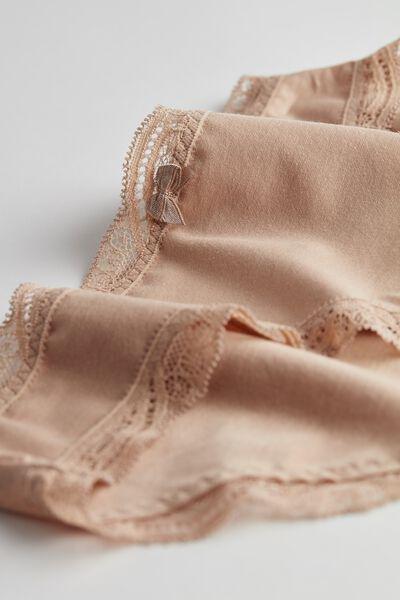 Intimissimi - Beige Cotton And Lace Briefs