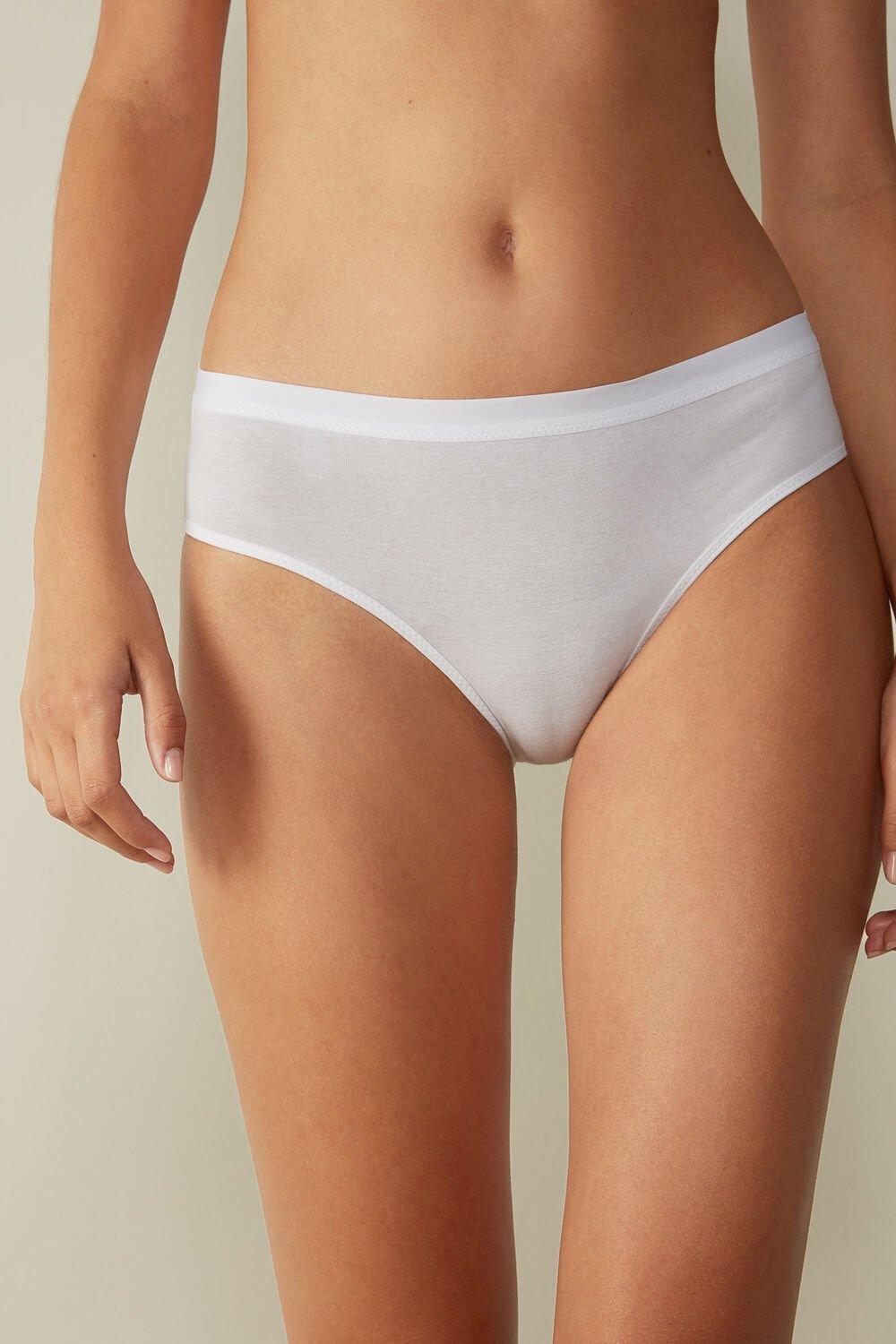 White Semi-High Rise Briefs, , medium