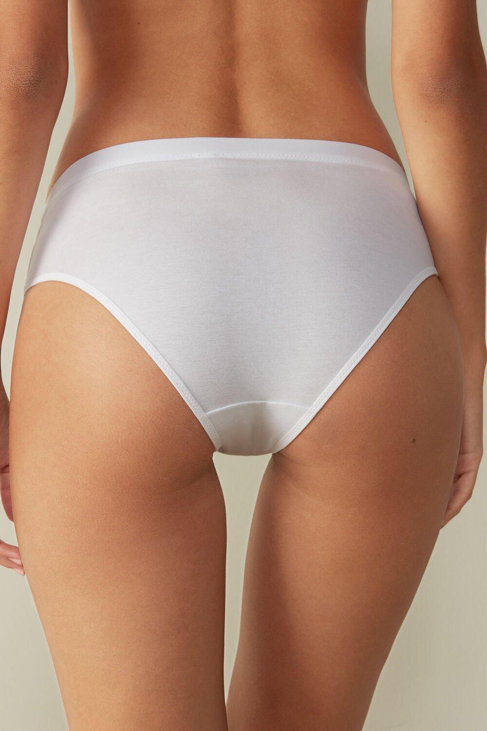 White Semi-High Rise Briefs, , large image number 3