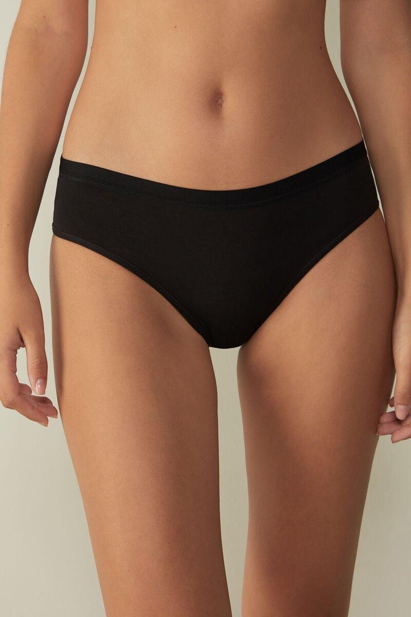 Black Semi-High Rise Briefs, , medium