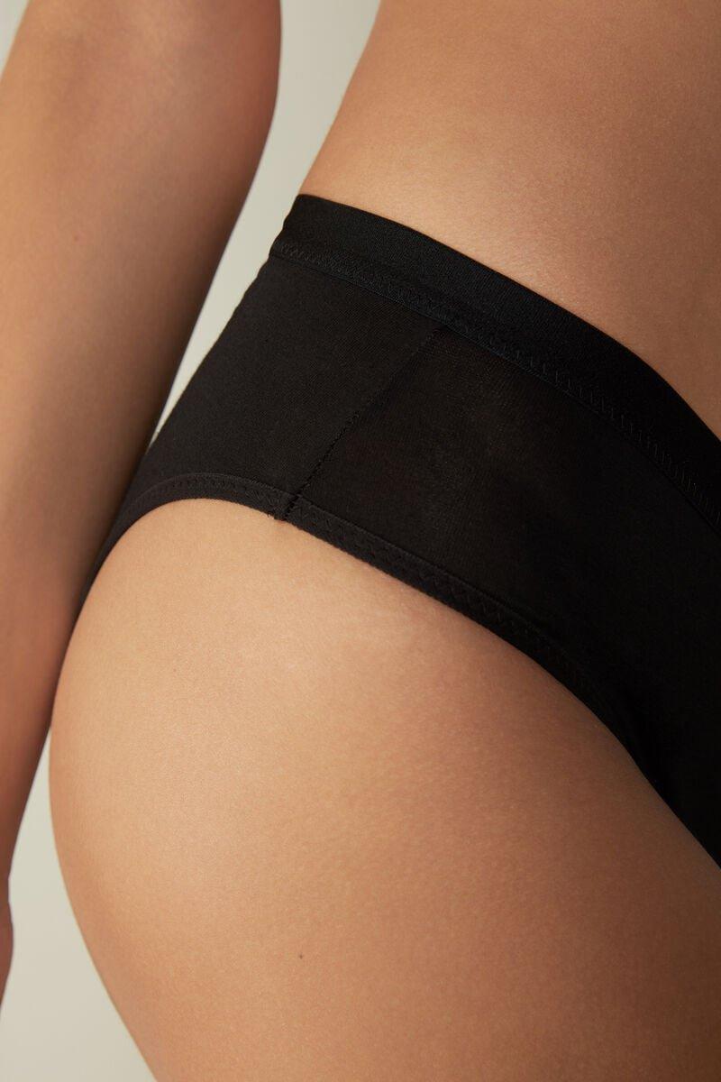 Black Semi-High Rise Briefs, , large image number 2