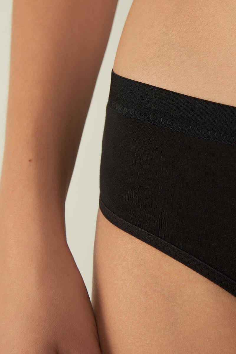 Black Semi-High Rise Briefs, , large image number 3