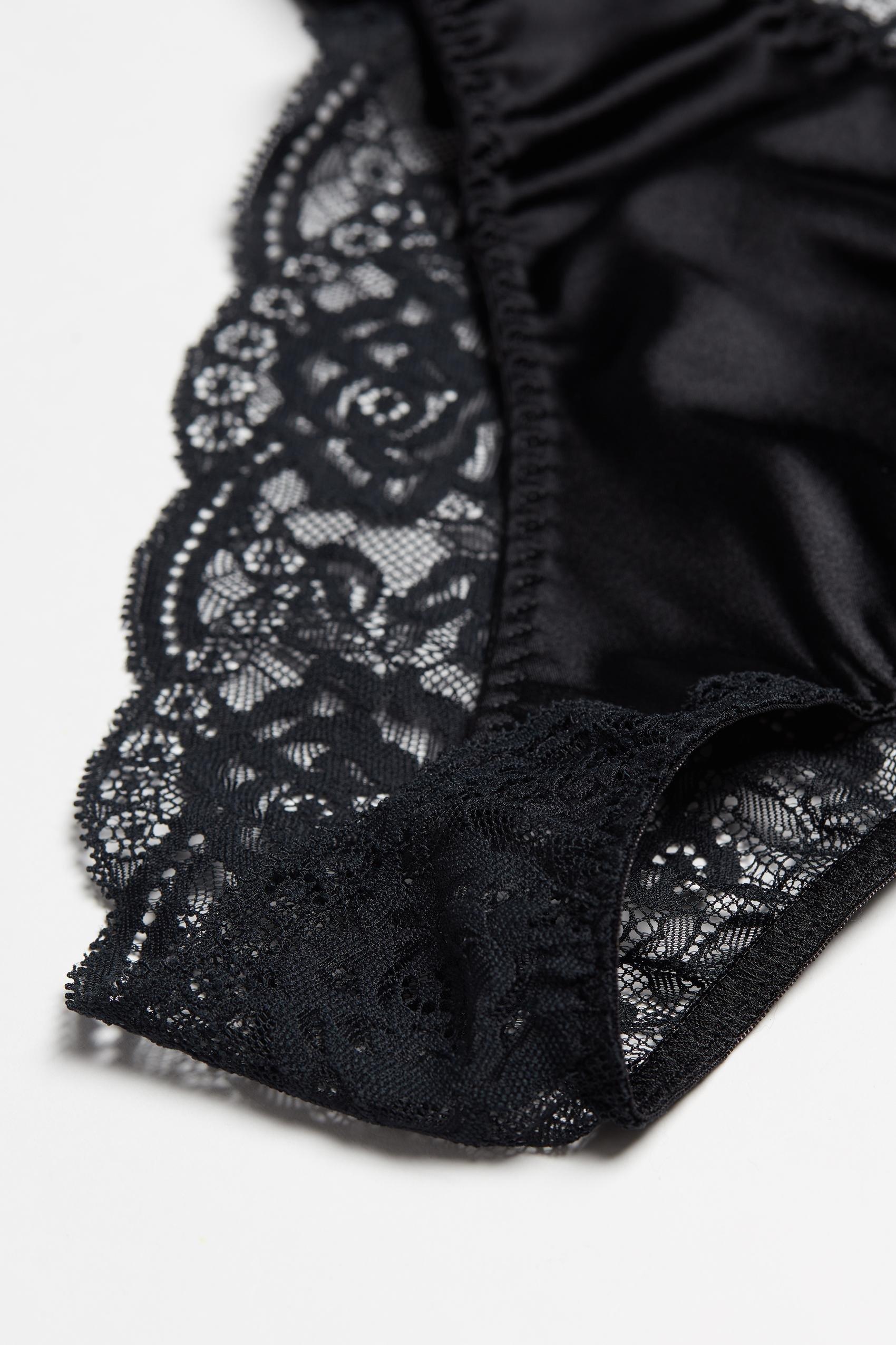 Black Crochet-Effect Briefs, , large image number 6