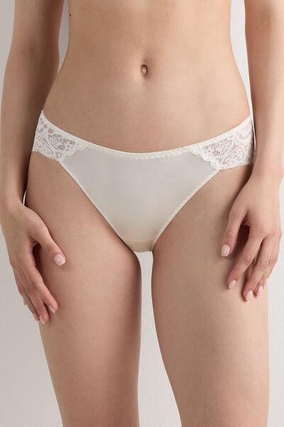 White Crochet-Effect Briefs, Powder White, medium