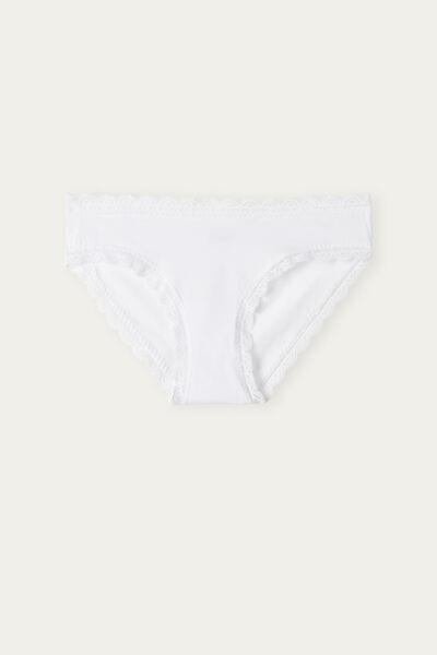 White Cotton And Lace Briefs, , large image number 2