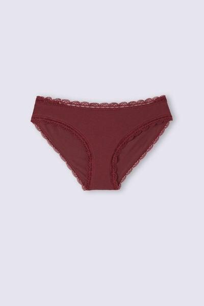 Red Cotton And Lace Briefs, 5601_653J, large image number 2