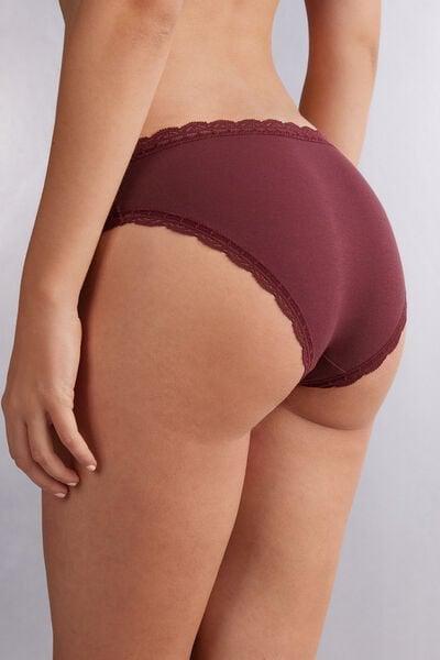 Red Cotton And Lace Briefs, 5601_653J, large image number 3