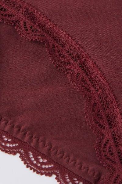 Red Cotton And Lace Briefs, 5601_653J, large image number 4