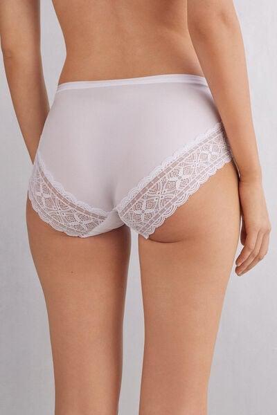 White Ultralight High-Waisted Lace Briefs, White, large image number 2