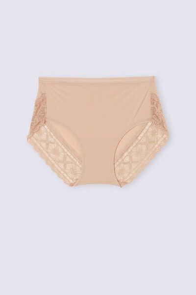 Beige Ultralight High-Waisted Lace Briefs, Soft Beige, medium