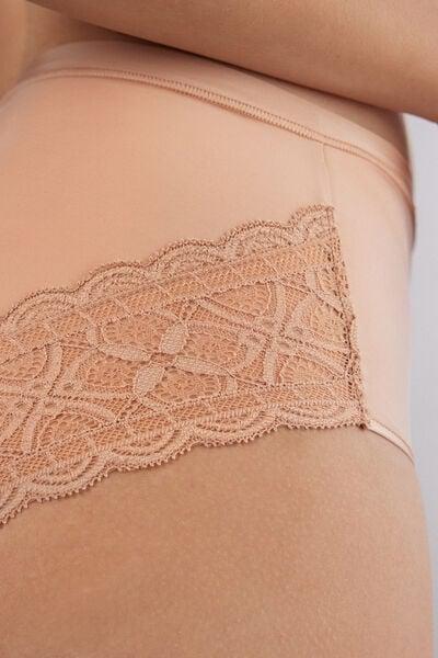 Beige Ultralight High-Waisted Lace Briefs, Soft Beige, large image number 5