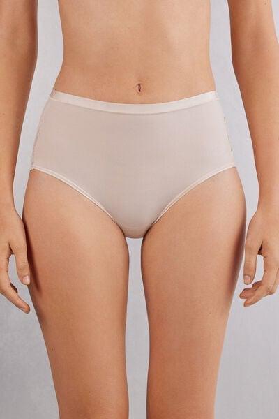 Cream Ultralight High-Waisted Lace Briefs, Silk, large image number 1