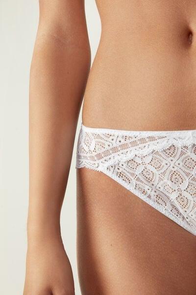 White Low-Rise Lace Briefs, White, large image number 6