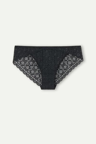 Black Low-Rise Lace Briefs, , large image number 2