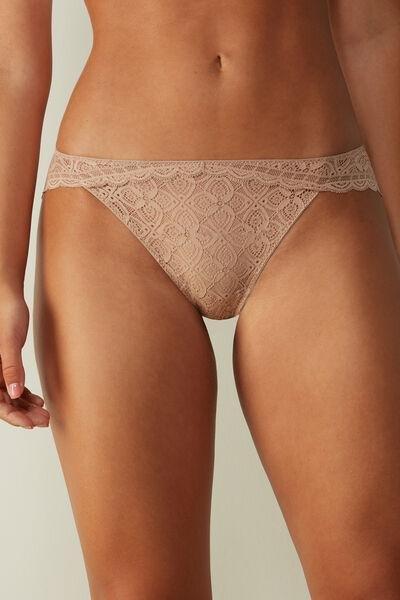 Beige Low-Rise Lace Briefs, , large image number 0