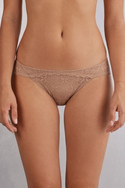 Beige Low-Rise Lace Briefs, , large image number 0