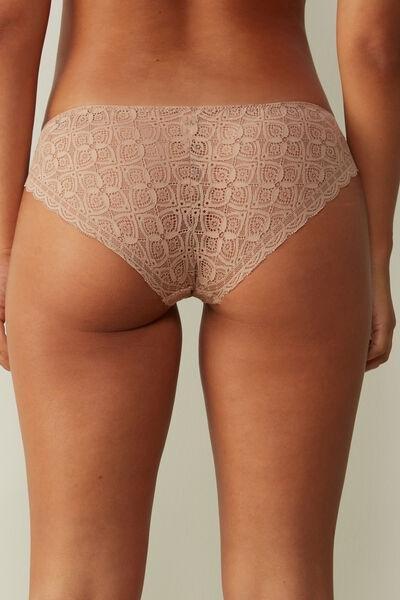 Beige Low-Rise Lace Briefs, , large image number 3