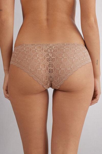 Beige Low-Rise Lace Briefs, , large image number 4