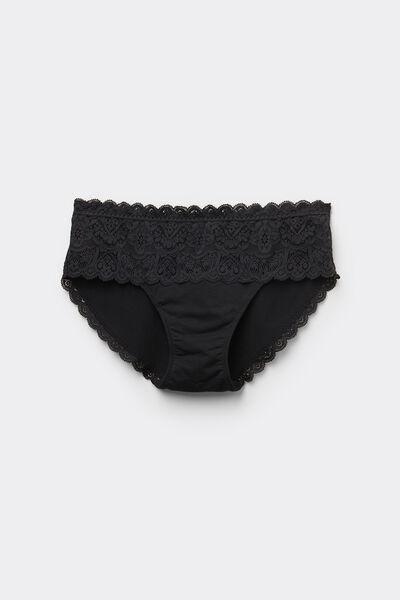 Black Lace And Cotton Knickers, , large image number 2