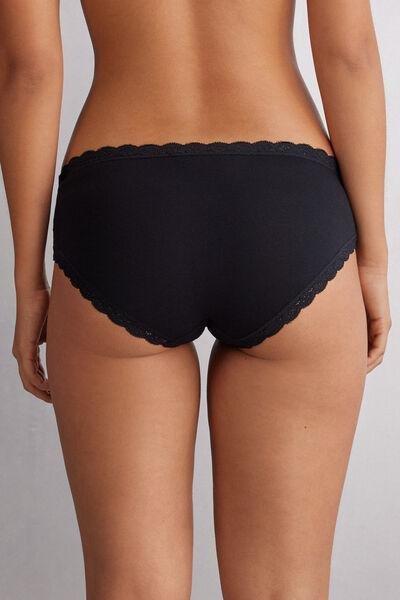 Black Lace And Cotton Knickers, , large image number 3